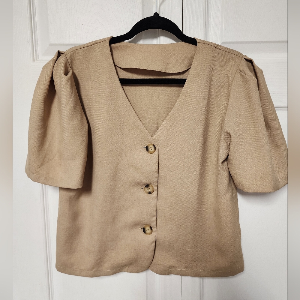 Tan Puff Sleeved Blouse